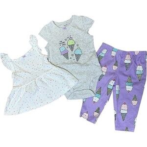 CARTERS Two scoops of cute Infant Girls Layette Bodysuit And Leggings 3Pc